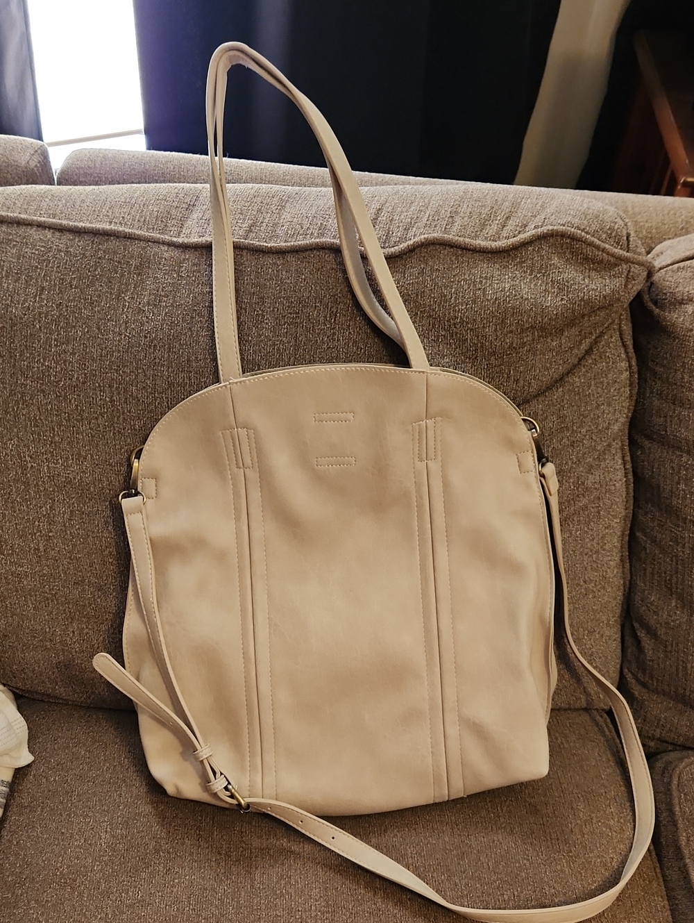 Antik Kraft Neutral Cream Women's Tote Bag with Shoulder and Crossbody Straps